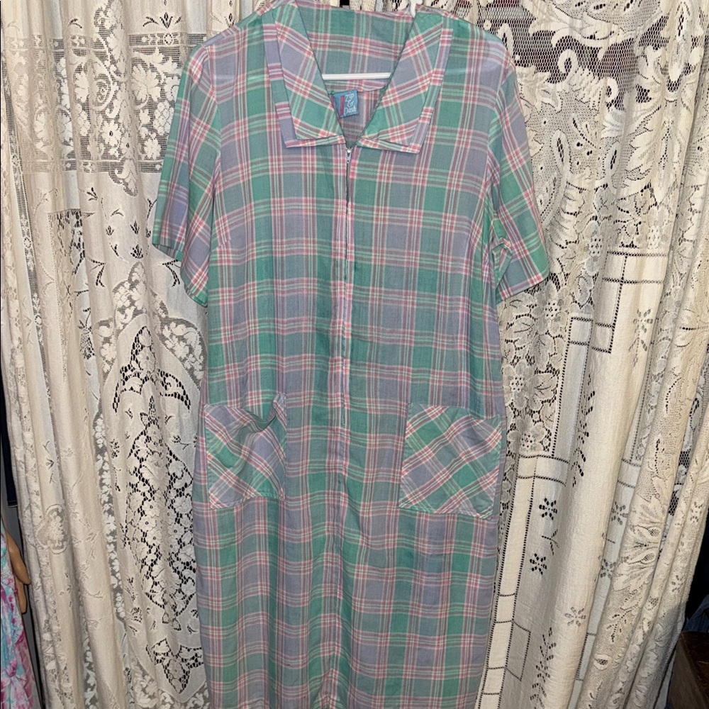 Vintage Zip & Dash plaid dress‎